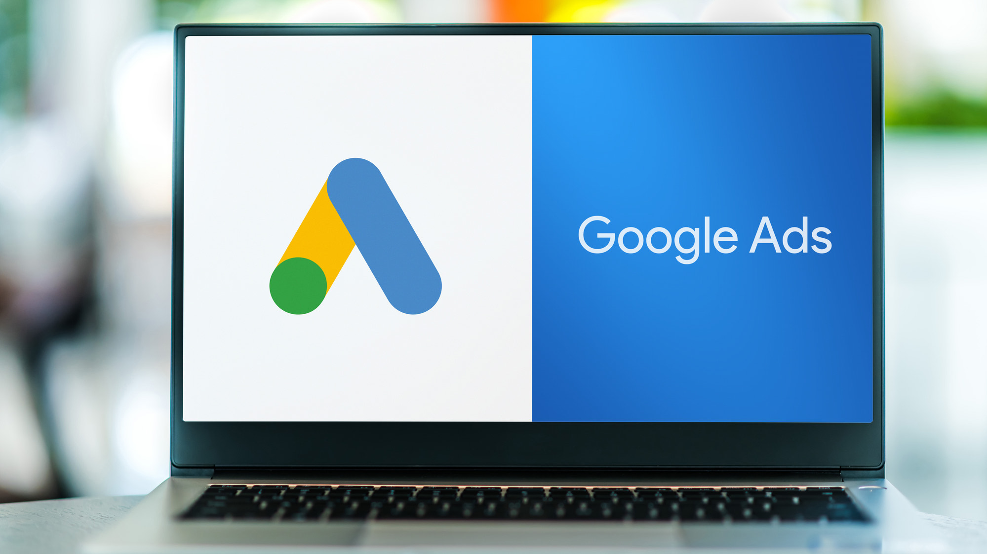 Laptop computer displaying logo of Google Ads
